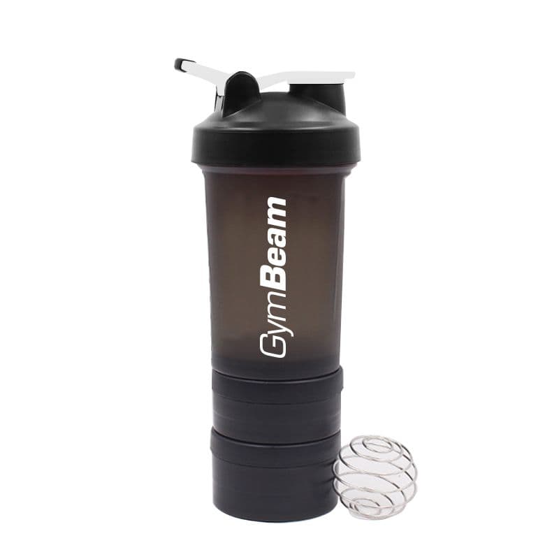 Shaker Multi-Storage Black White 450 ml - GymBeam