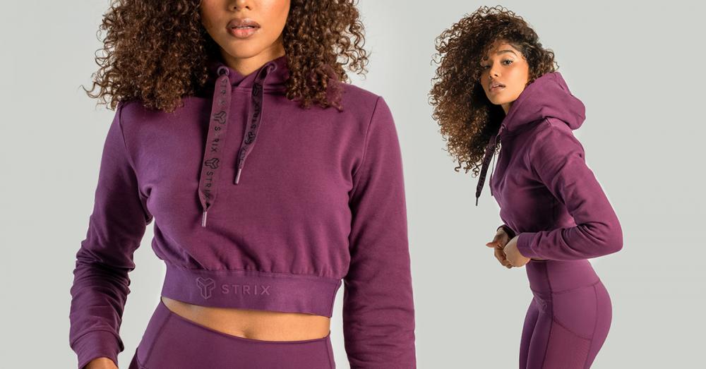 Women‘s Essential Cropped Hoodie Plum - STRIX