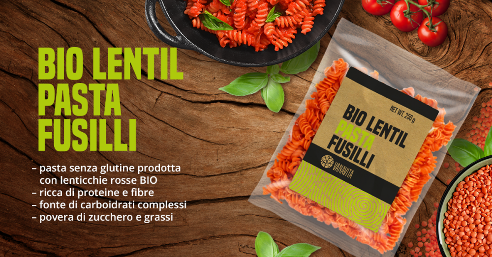 Pasta di lenticchie BIO - Fusilli - VanaVita