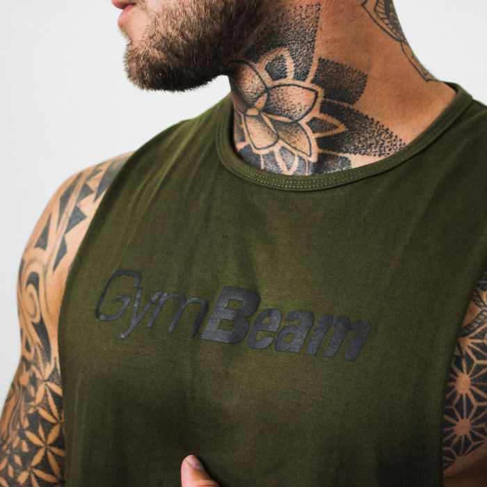 Canotta Uomo Cut Off Military Green - GymBeam