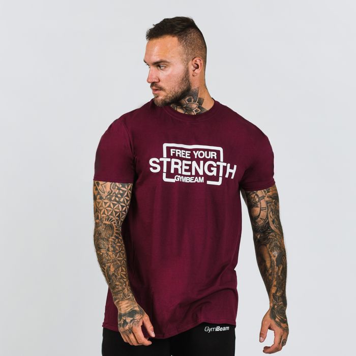 Maglietta da Uomo Free Your Strength / Maroon White - GymBeam