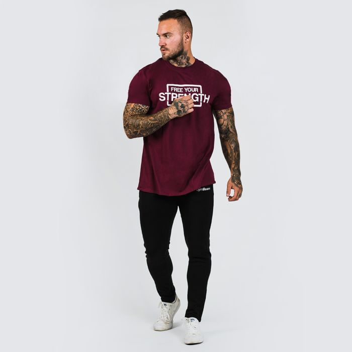 Maglietta da Uomo Free Your Strength / Maroon White - GymBeam