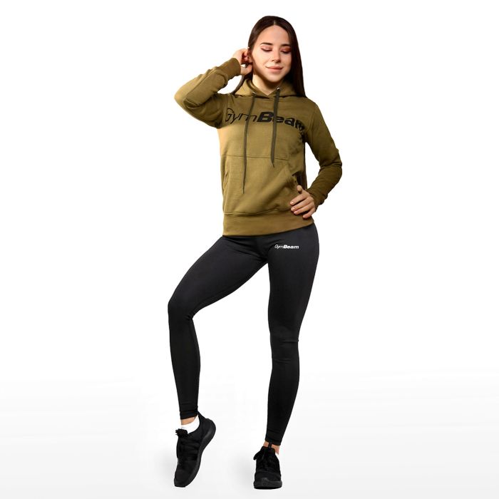 Felpa Con Cappuccio Da Donna Military Green - GymBeam